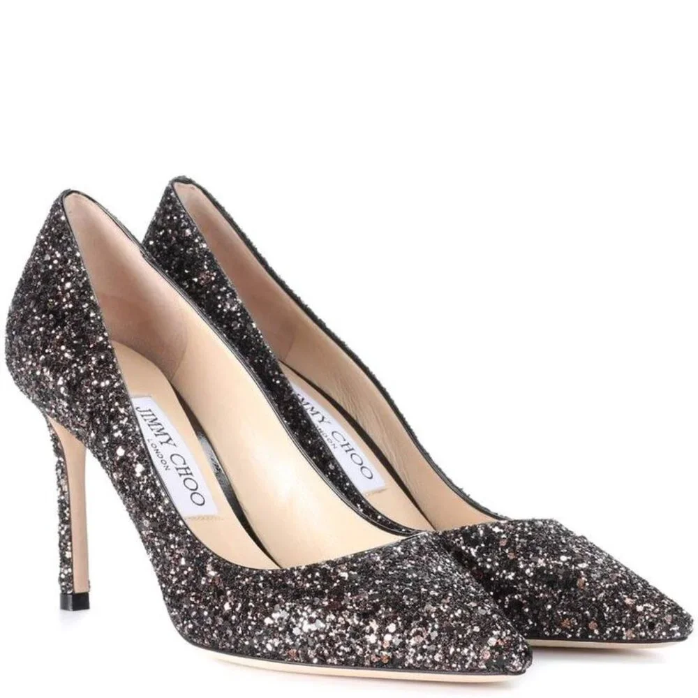 EUC Jimmy Choo Romy 100 Glitter Pumps - Picture 1 of 8